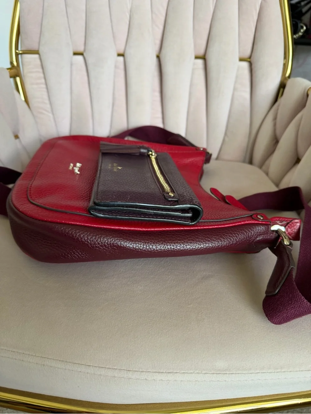 Kate Spade Red Colorblock Leather Crossbody Bag & Burgundy Wallet Set ❤️